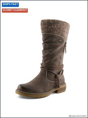 Women's Mid-Calf Boot with Faux Fur Lining and Low Heel